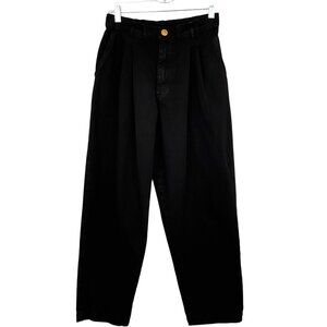 Big Bud Press Chino Pants Womens Small Black Pleated Tapered Twill Trousers